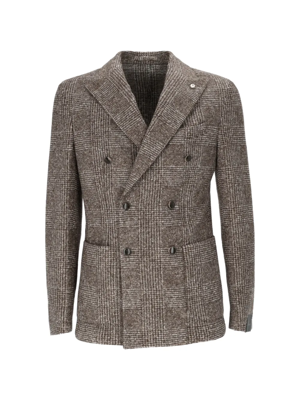 BRANDO double-breasted Prince of Wales-check blazer - Marrone