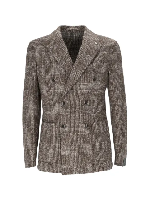BRANDO double-breasted Prince of Wales-check blazer