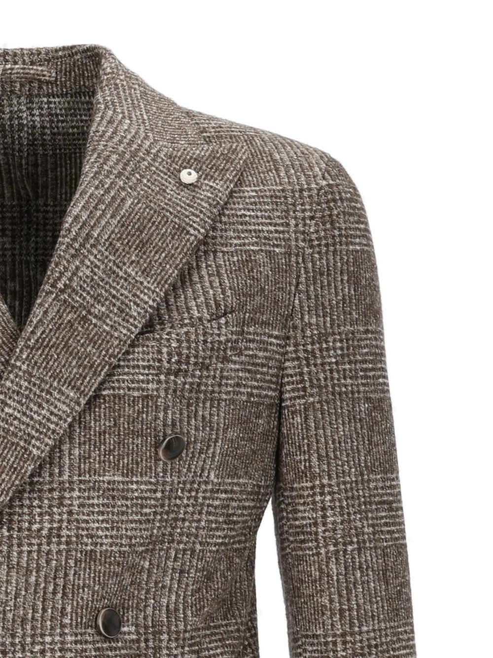 BRANDO double-breasted Prince of Wales-check blazer Bruin