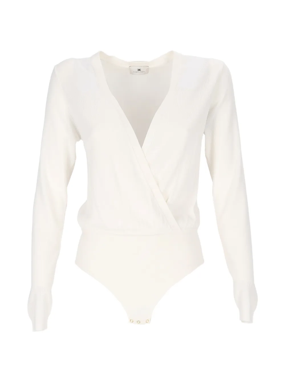 Elisabetta Franchi ribbed-knit wrap-style bodysuit - Weiß