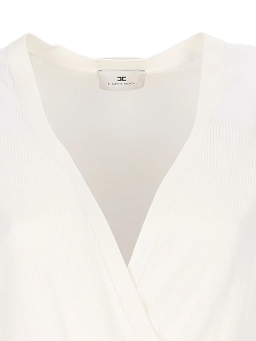 Elisabetta Franchi Ribgebreide body met wikkel-design Wit