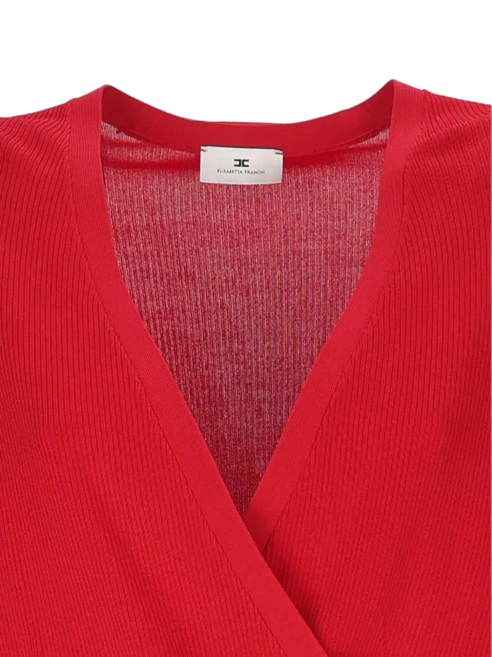 Elisabetta Franchi Ribgebreide body met wikkel-design Rood