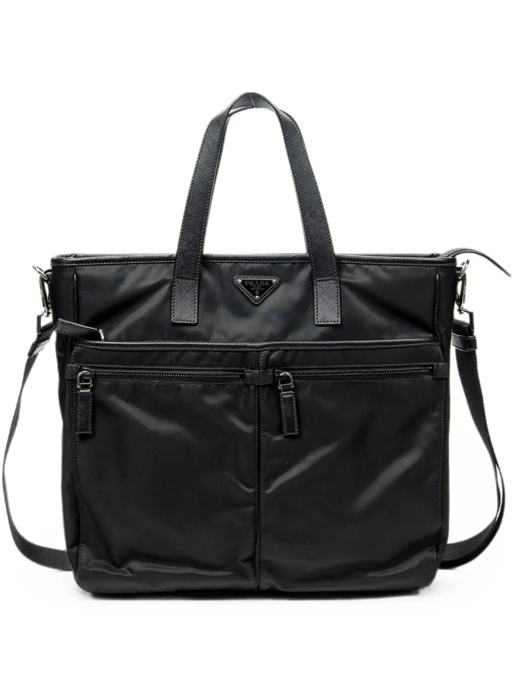Prada Pre-Owned Saffiano leather-trim shoulder bag - Schwarz