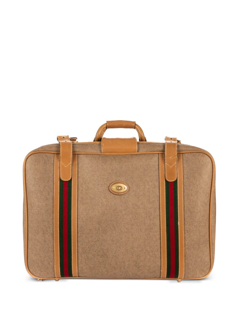 Gucci Pre-Owned Koffer met Web-streep en logoplakkaat Beige