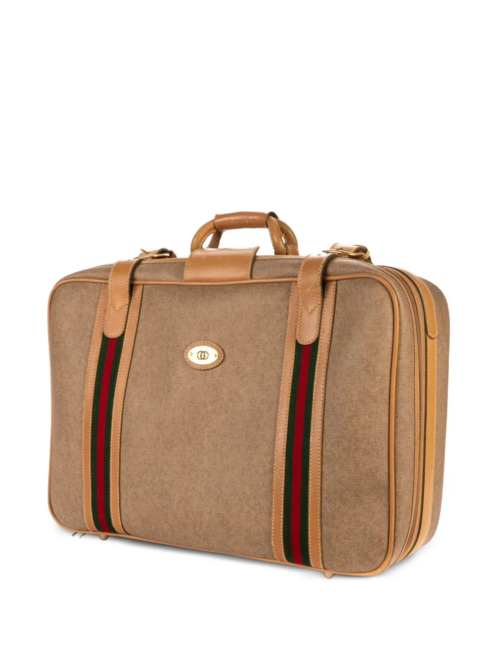 Gucci Pre-Owned Koffer met Web-streep en logoplakkaat Beige
