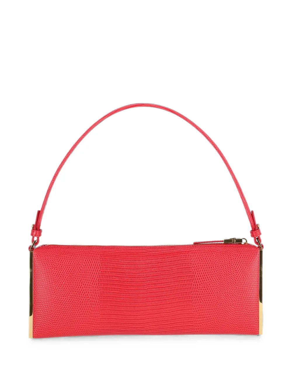 Elisabetta Franchi Schoudertas met goudkleurige afwerking en hagedissen-effect Rood