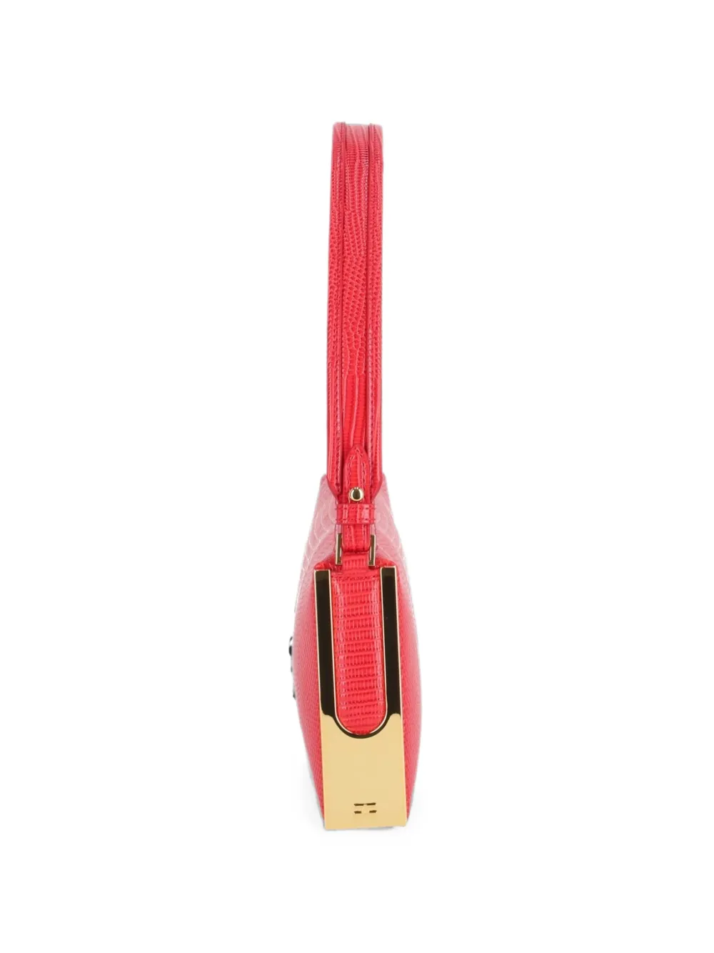 Elisabetta Franchi Schoudertas met goudkleurige afwerking en hagedissen-effect Rood