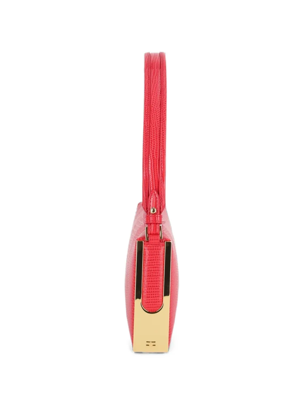 Elisabetta Franchi Schoudertas met goudkleurige afwerking en hagedissen-effect Rood