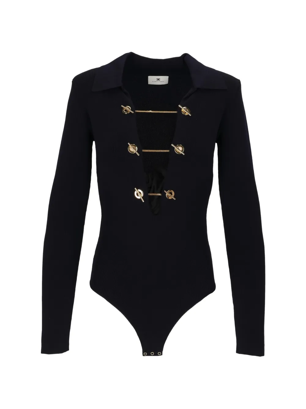 Elisabetta Franchi Body a maniche lunghe con dettaglio catena - Nero