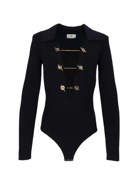 Elisabetta Franchi chain-detail long-sleeve bodysuit