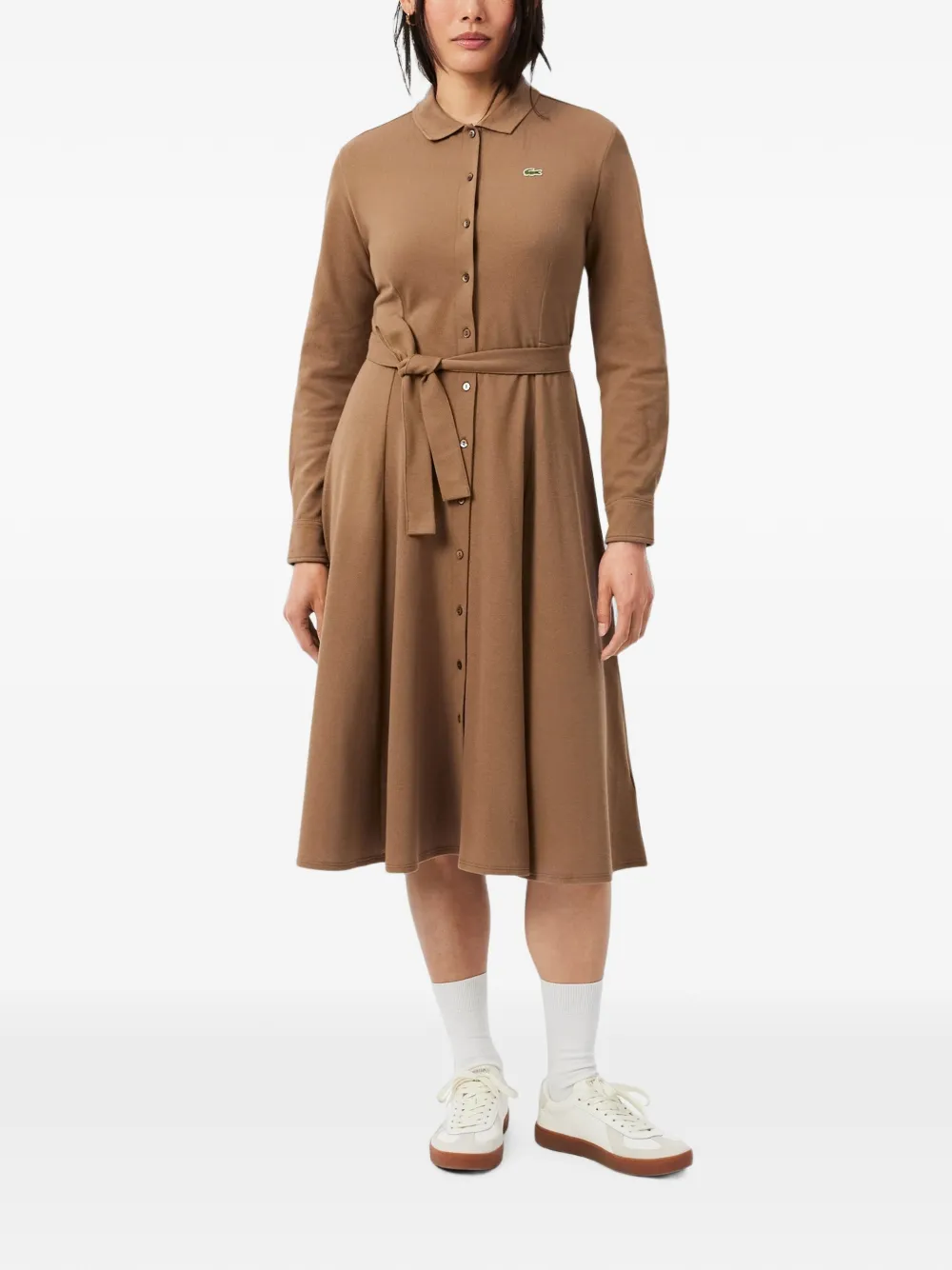 Lacoste Piqué polojurk met riem Bruin