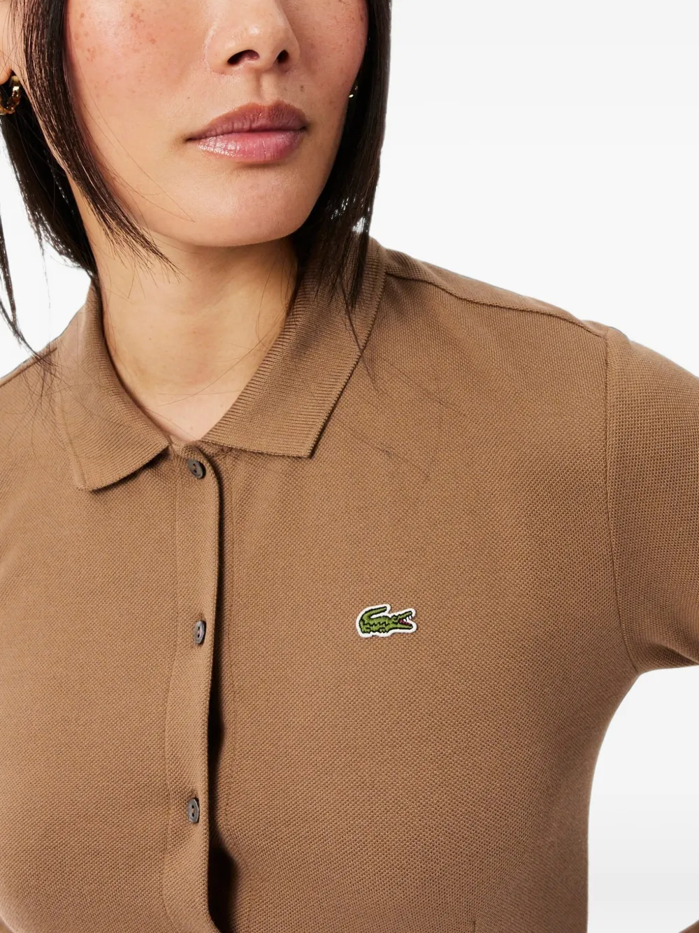 Lacoste Piqué polojurk met riem Bruin