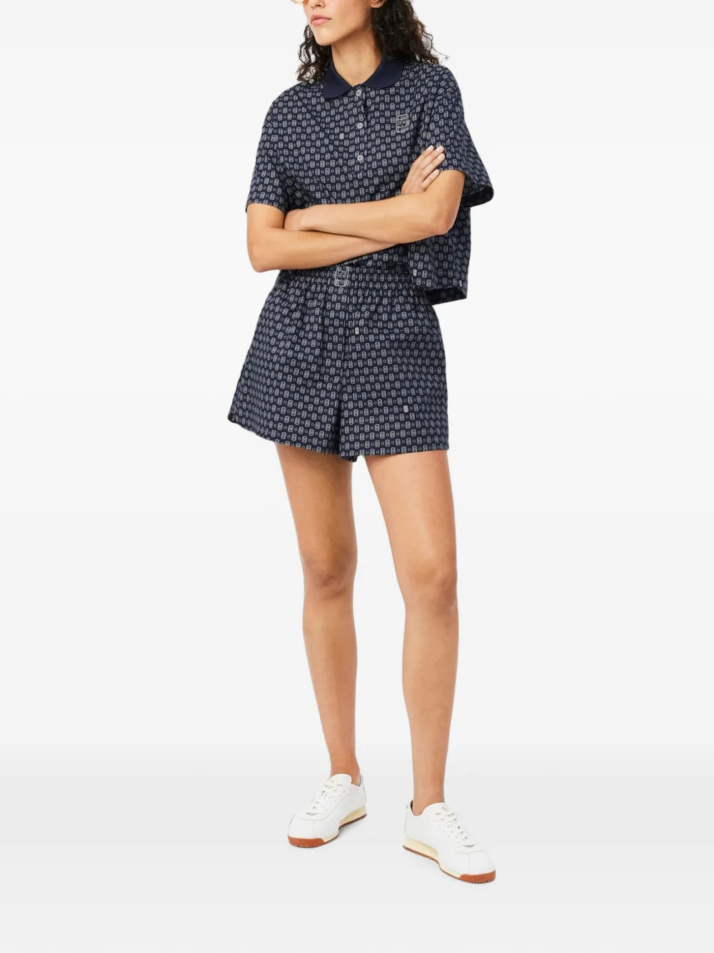 Lacoste Oversized shorts met print Blauw