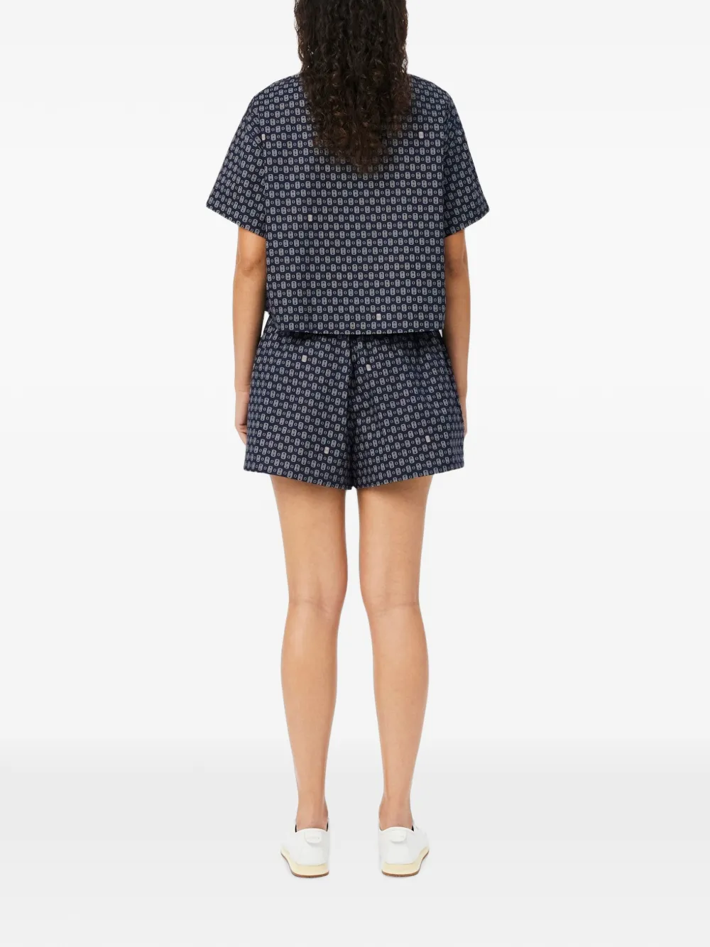 Lacoste Oversized shorts met print Blauw