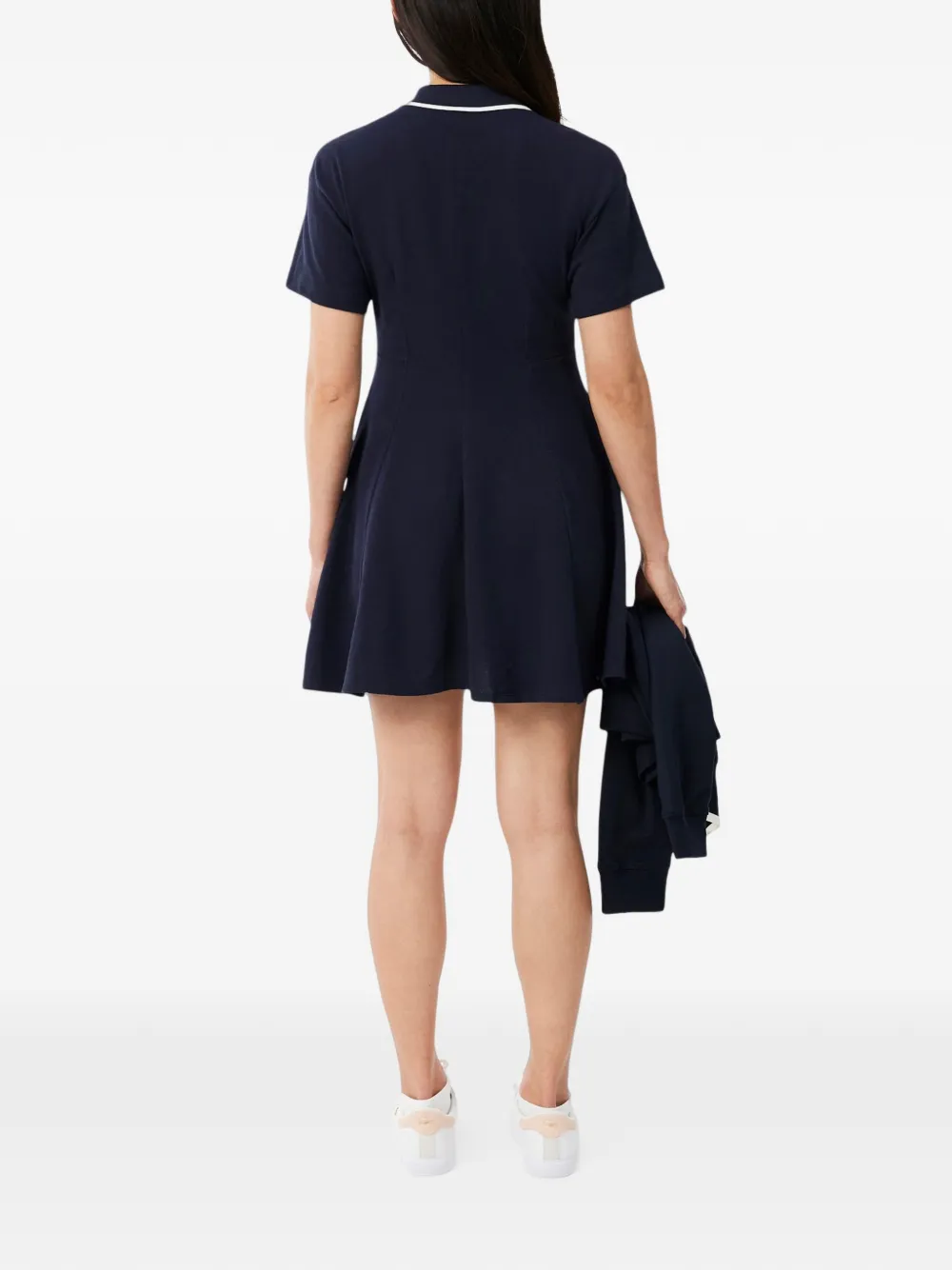 Lacoste Flared petit-piqué jurk met merkembleem Blauw