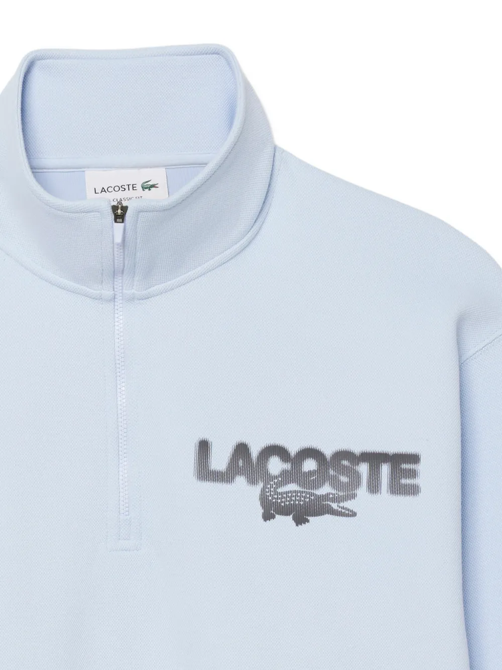 Lacoste Sweater met logoprint en halve rits Blauw