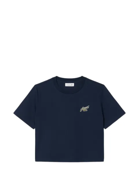 Lacoste logo-patch cropped T-shirt