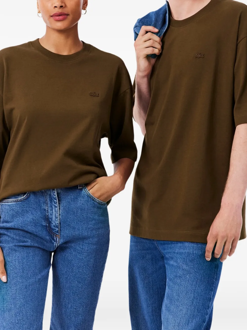 Lacoste T-shirt met logopatch Bruin