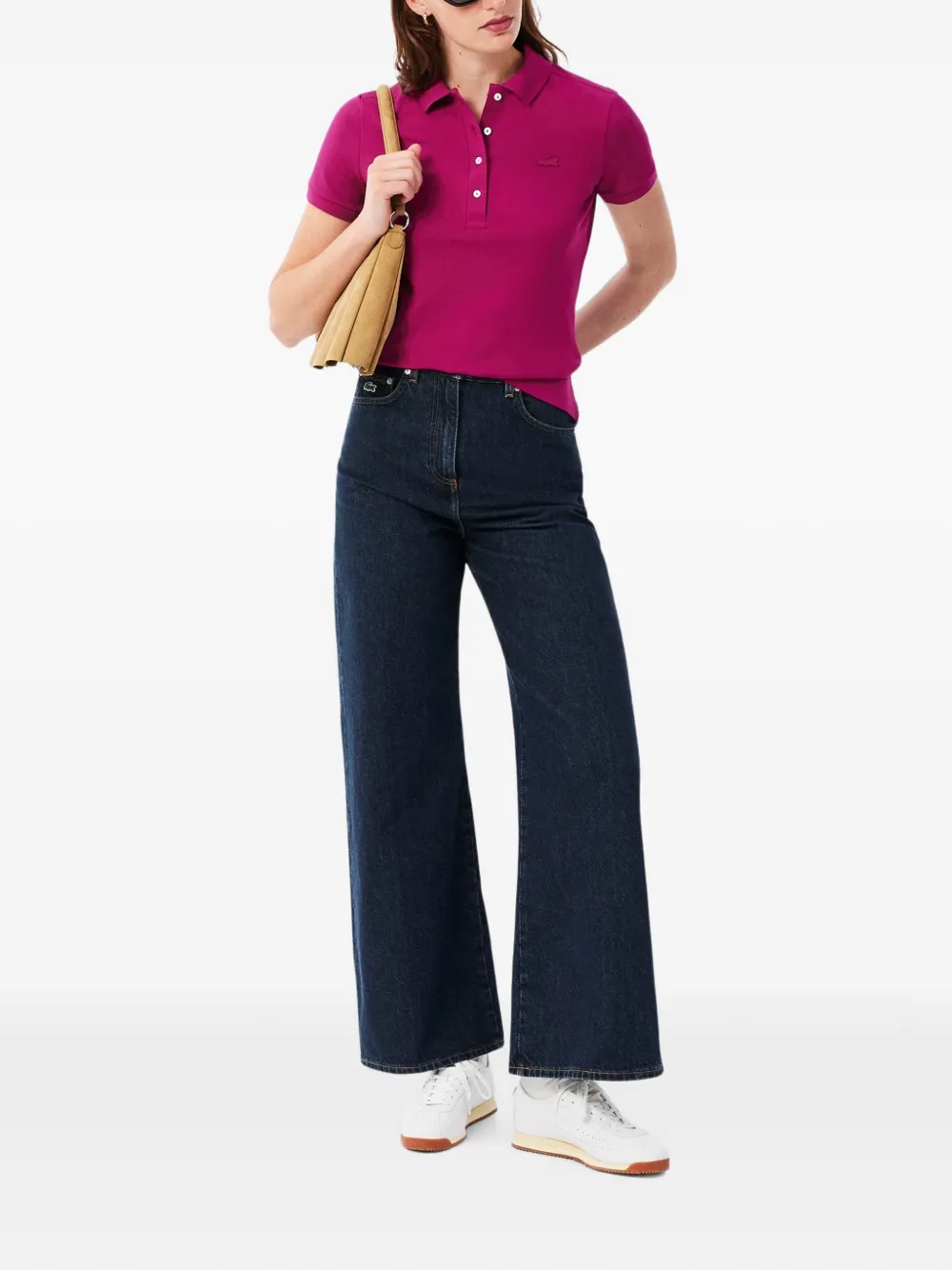 Lacoste L.12.D poloshirt met logo-patch Roze