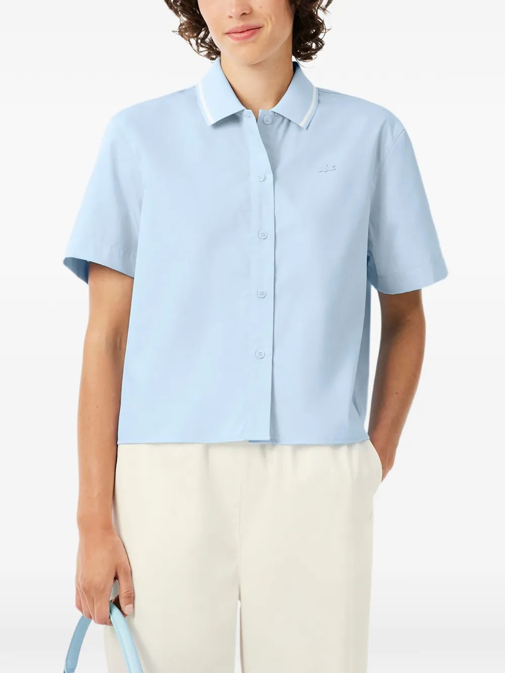 Lacoste petit piqué-effect oversized shirt Blauw