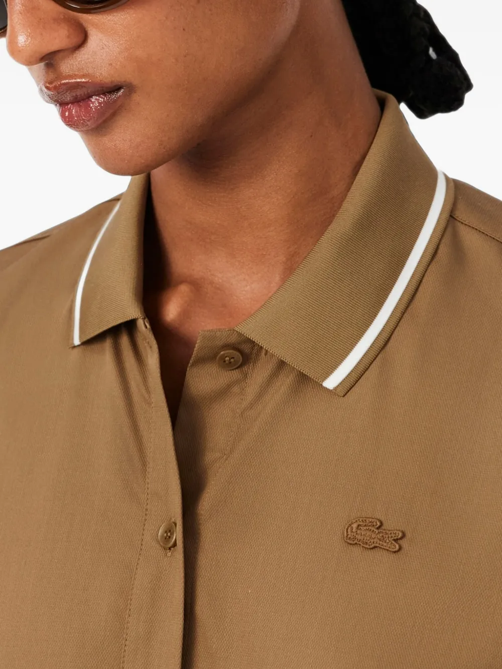 Lacoste logo-embroidered short-sleeve shirt Bruin