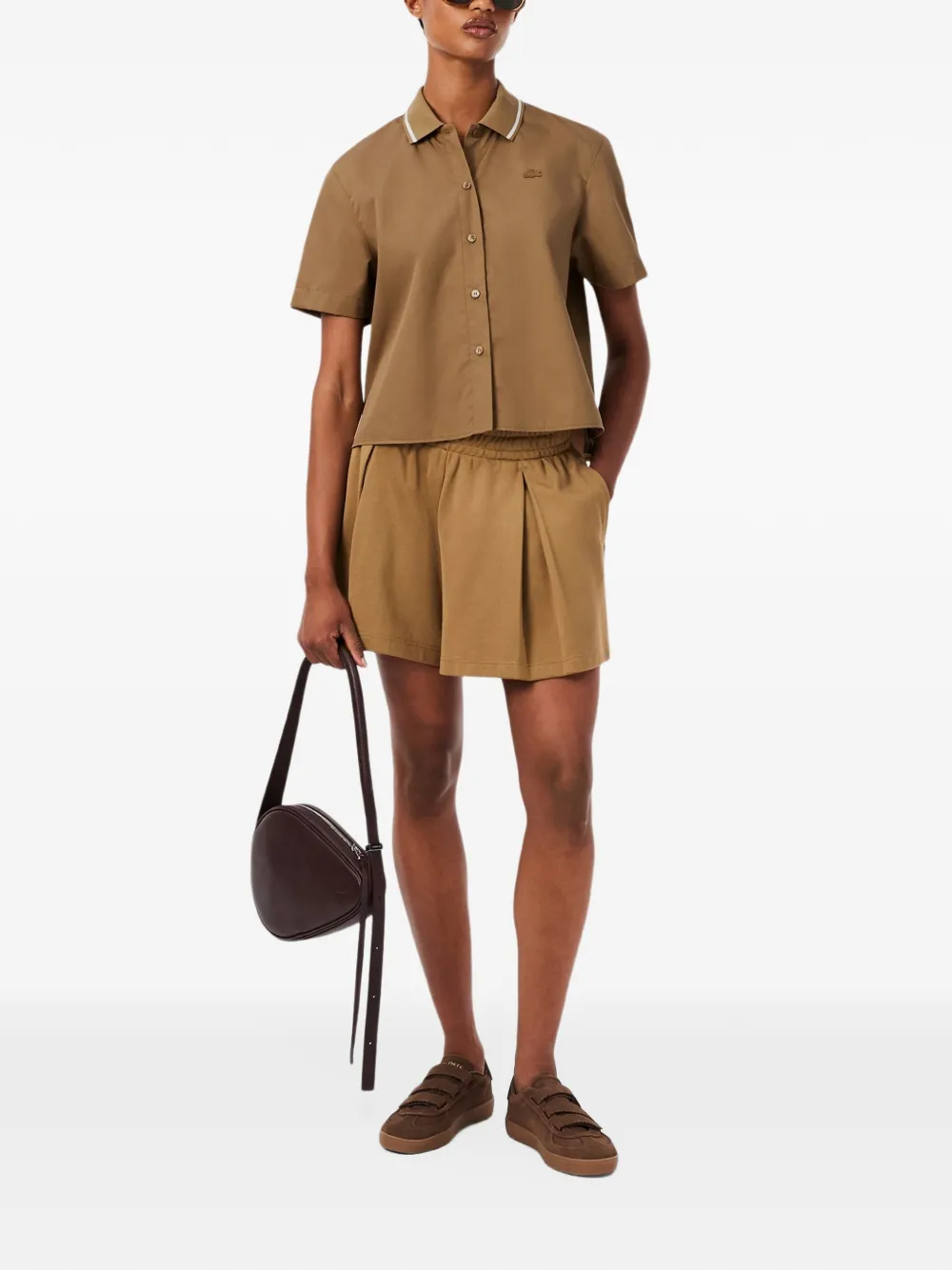 Lacoste logo-embroidered short-sleeve shirt Bruin