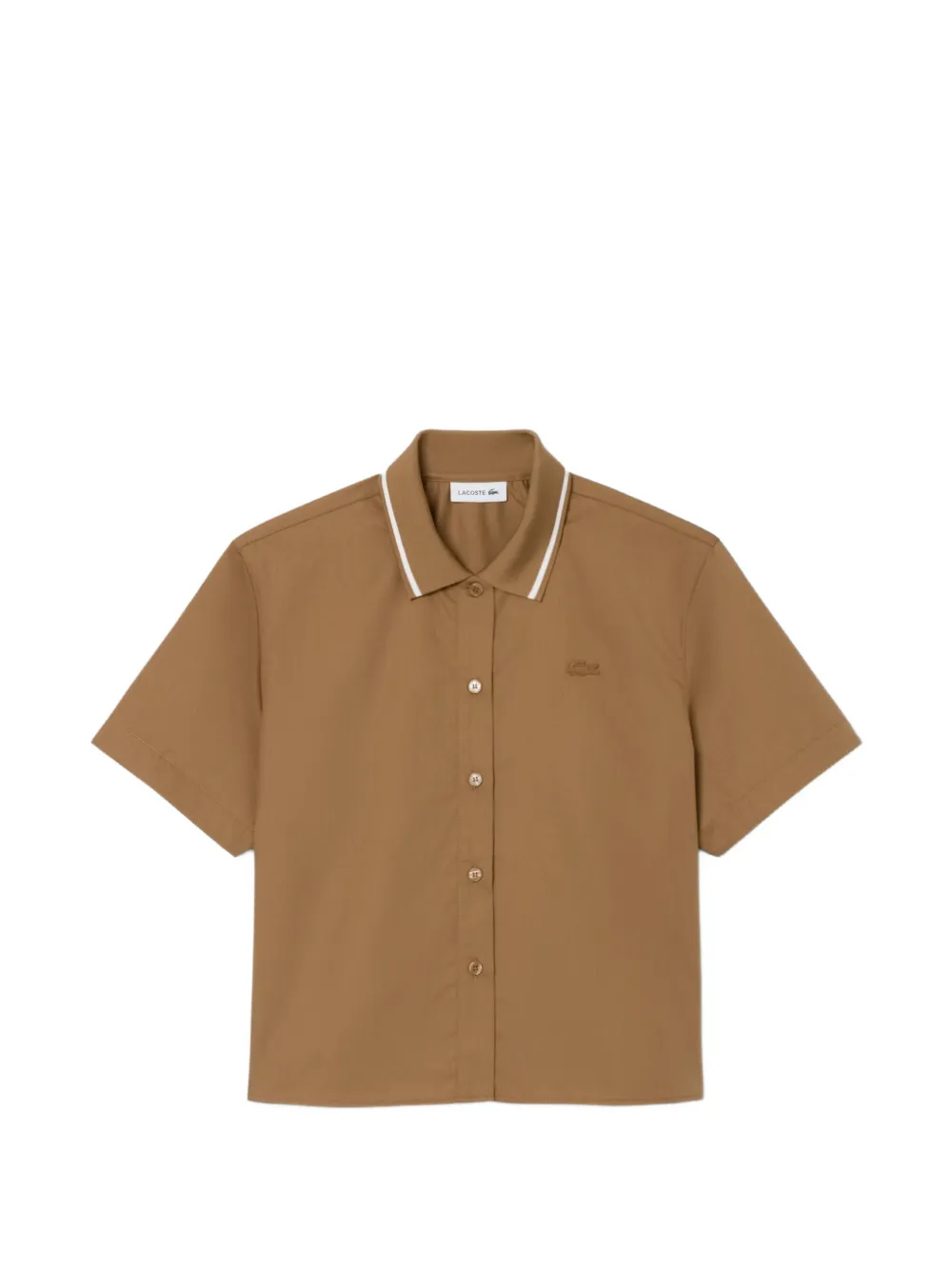 Lacoste logo-embroidered short-sleeve shirt - Marrone