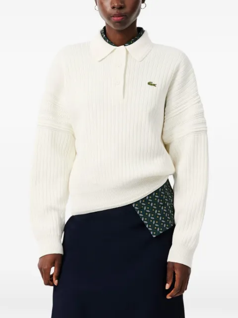 Lacoste ribbed-knit long-sleeve polo shirt