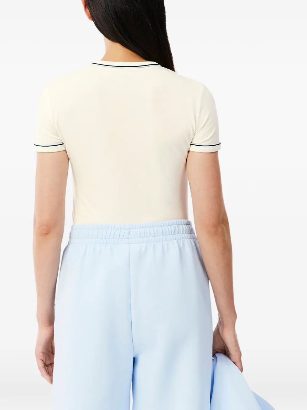 Lacoste contrast-trim jersey T-shirt Beige
