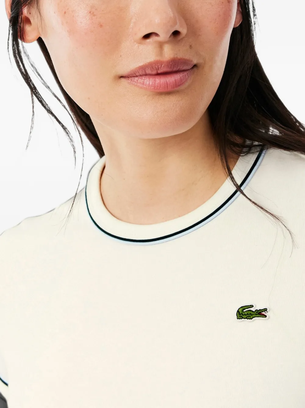 Lacoste contrast-trim jersey T-shirt Beige