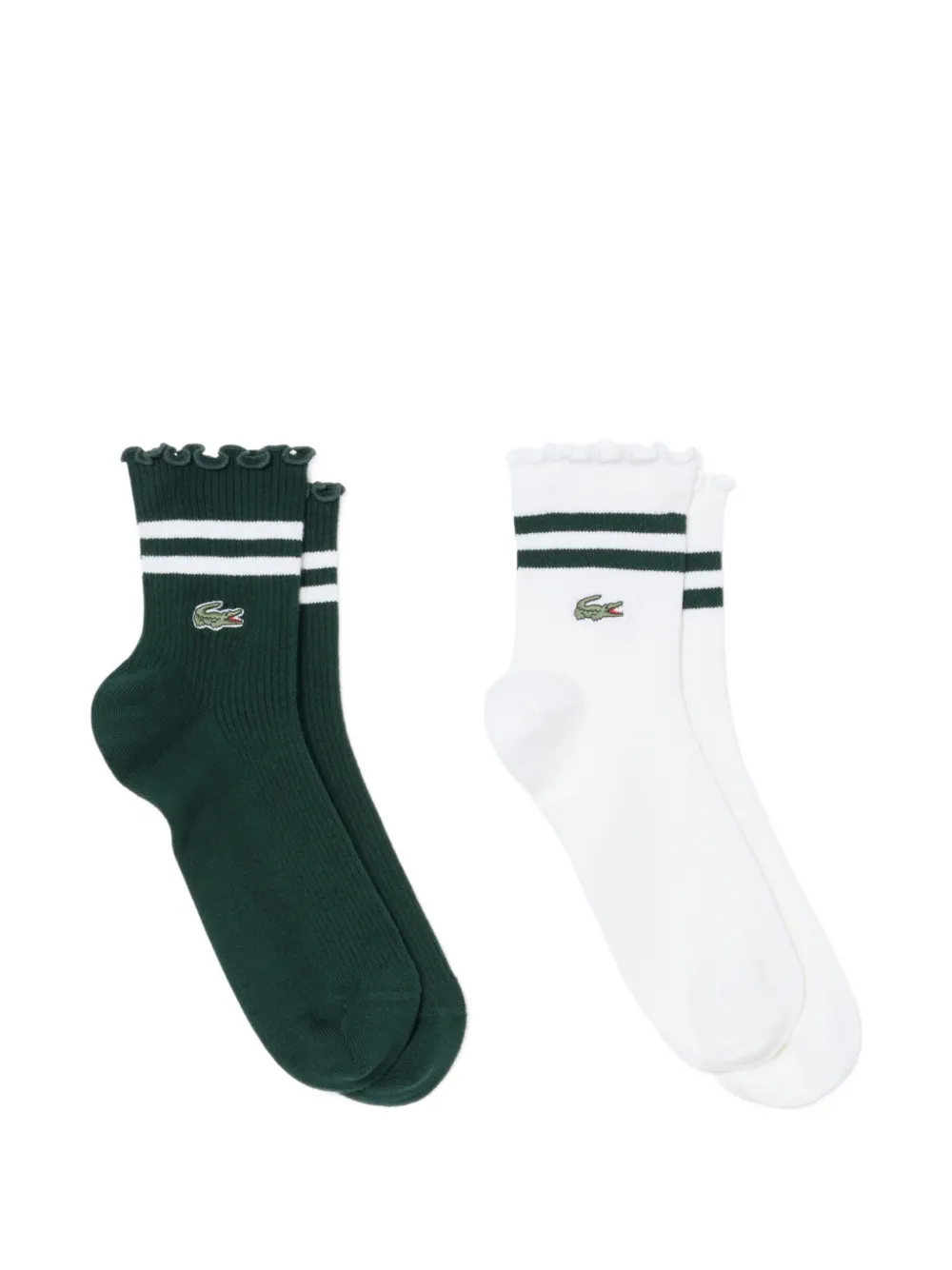 Lacoste ruffled striped-trim socks (set of two)