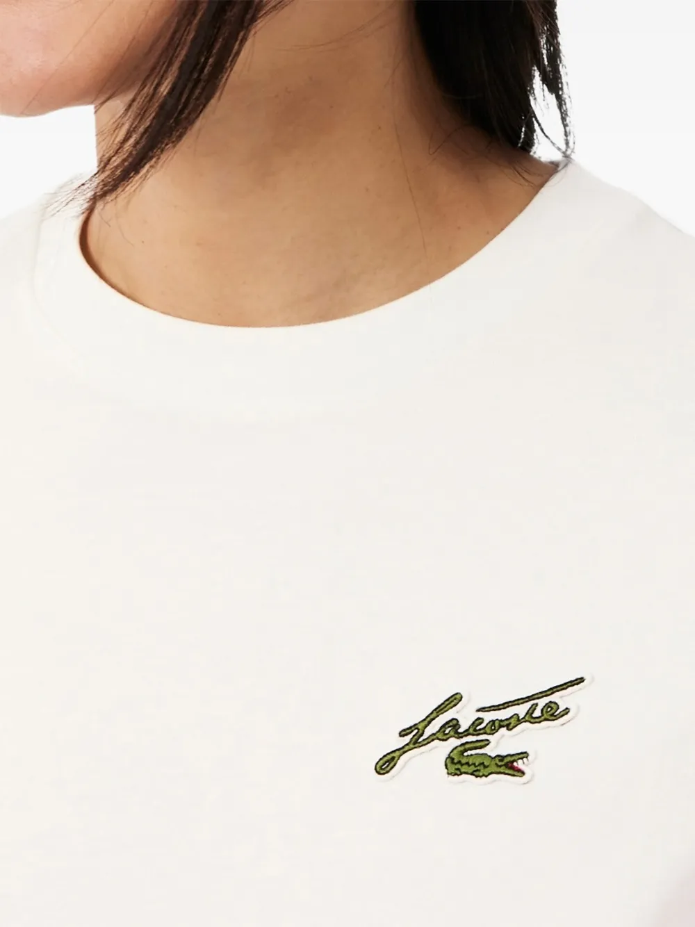 Lacoste Cropped T-shirt met logopatch Beige