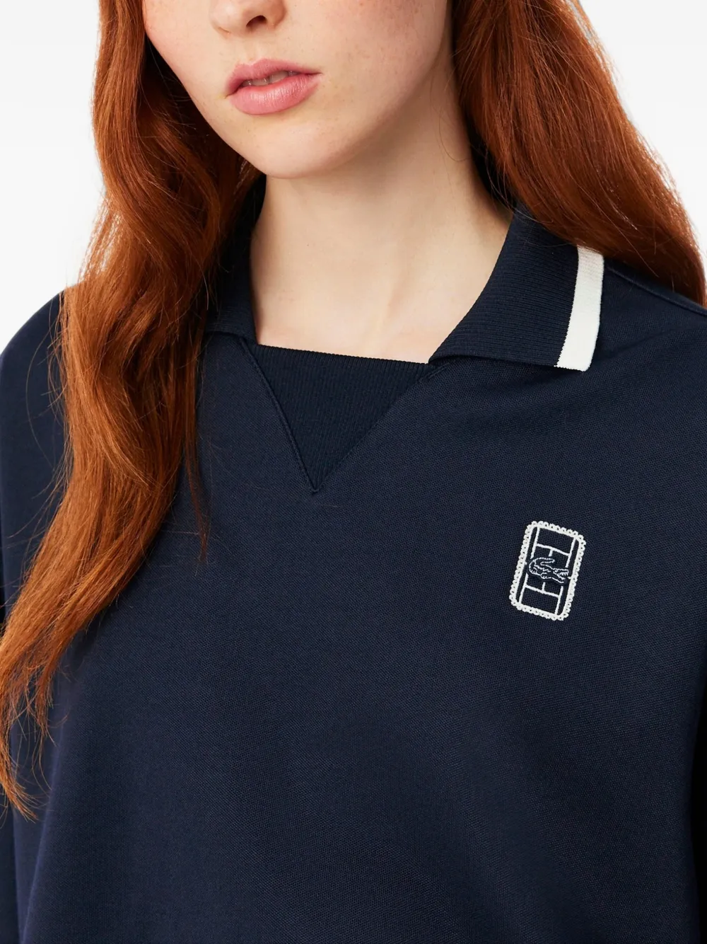 Lacoste oversized polo-collar Piqué sweatshirt Blauw