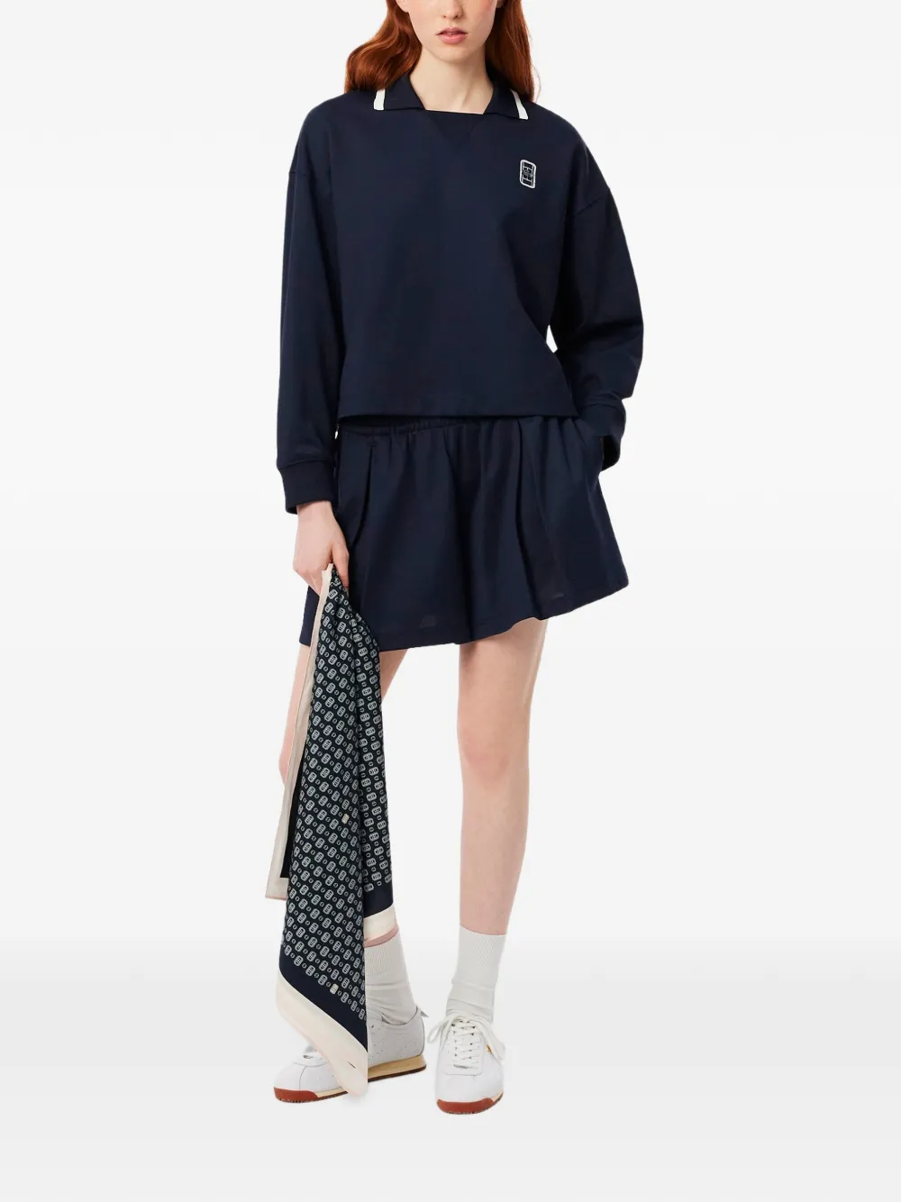 Lacoste oversized polo-collar Piqué sweatshirt Blauw