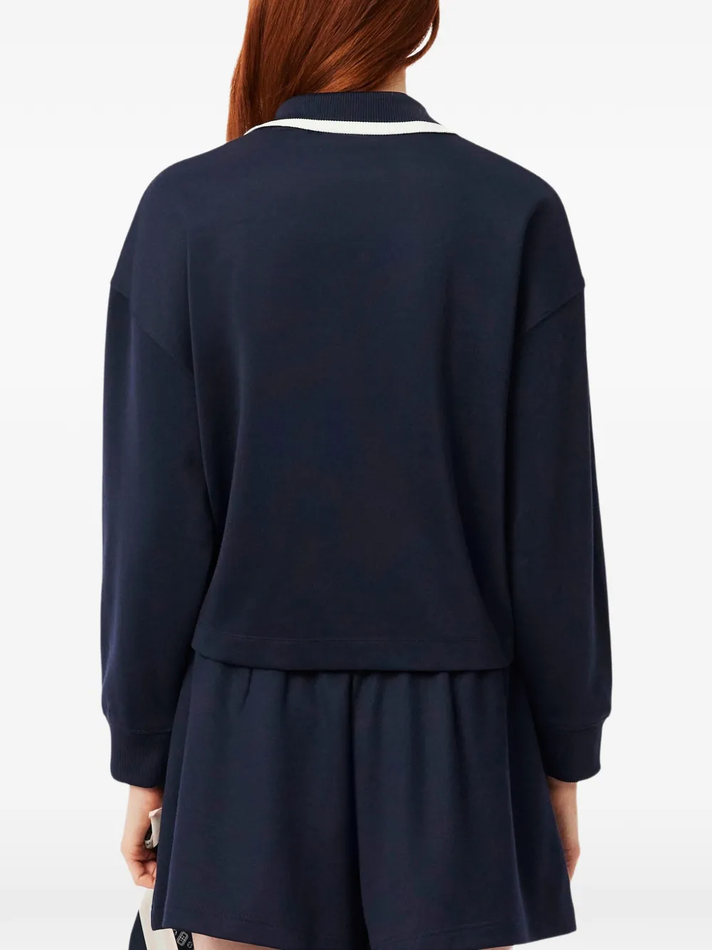 Lacoste oversized polo-collar Piqué sweatshirt Blauw