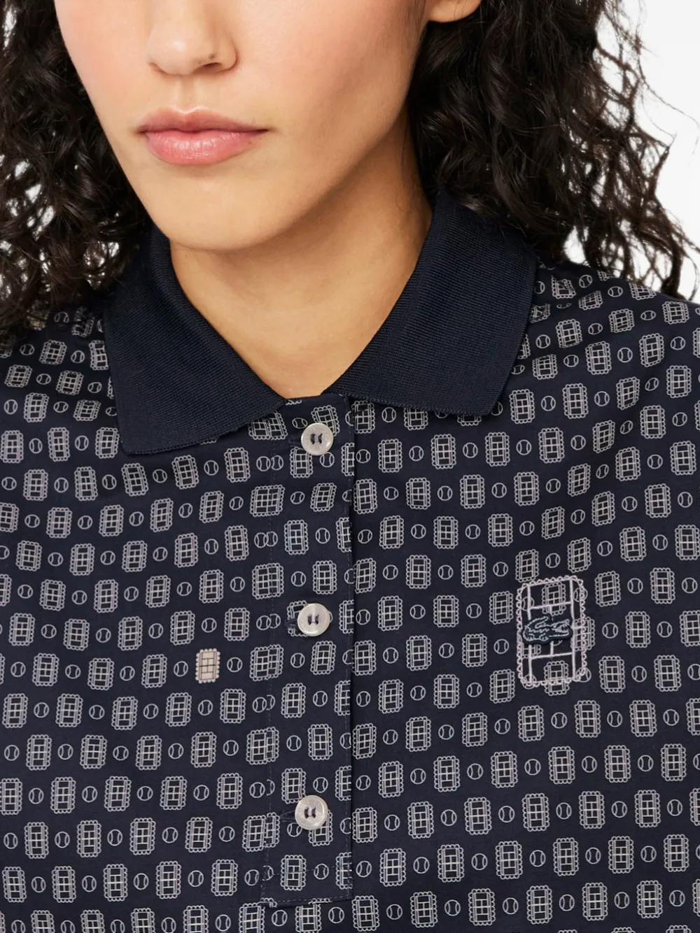 Lacoste Oversized poloshirt met tennisprint Blauw