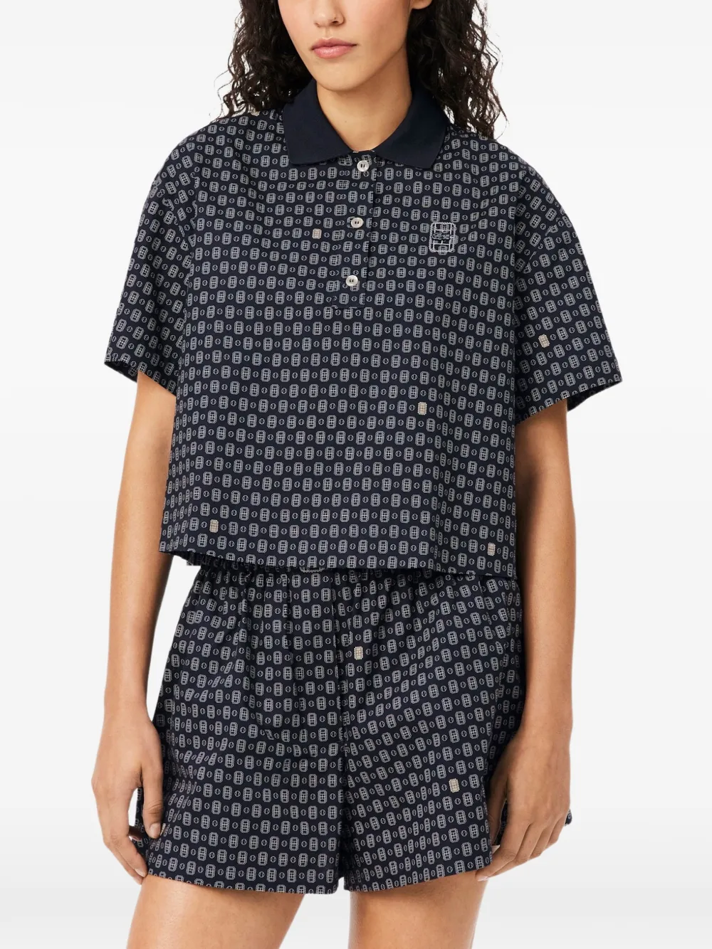 Lacoste oversized tennis-print polo - Blu