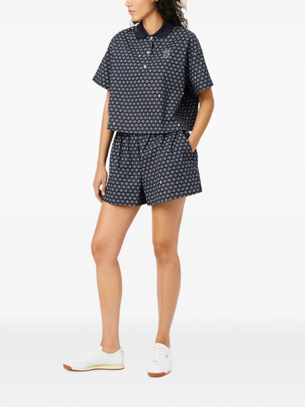 Lacoste Oversized poloshirt met tennisprint Blauw