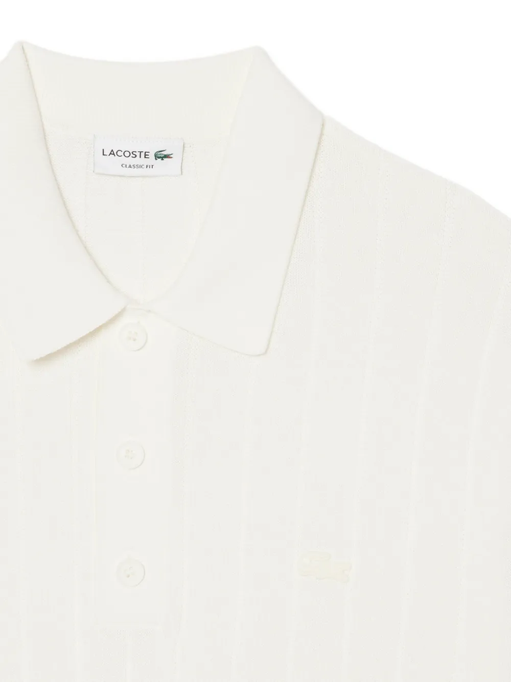 Lacoste Ribgebreid poloshirt Wit