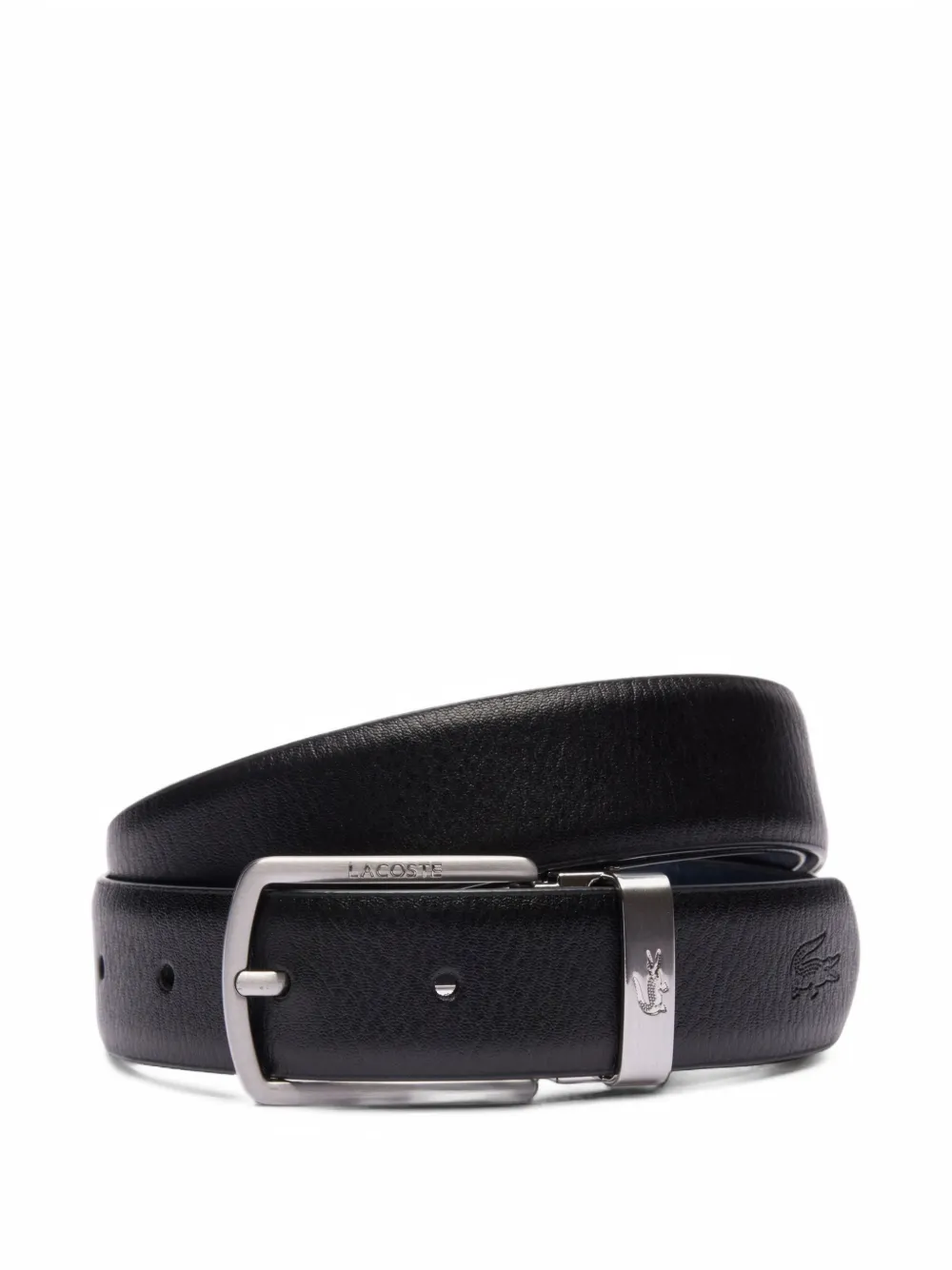 Lacoste smooth-leather belt and 2-buckle gift set Zwart