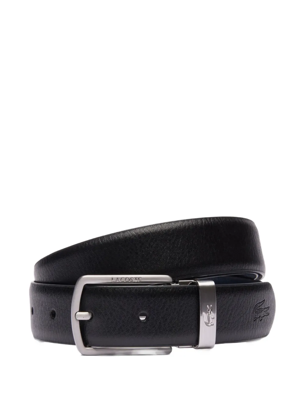 Lacoste smooth-leather belt and 2-buckle gift set Zwart