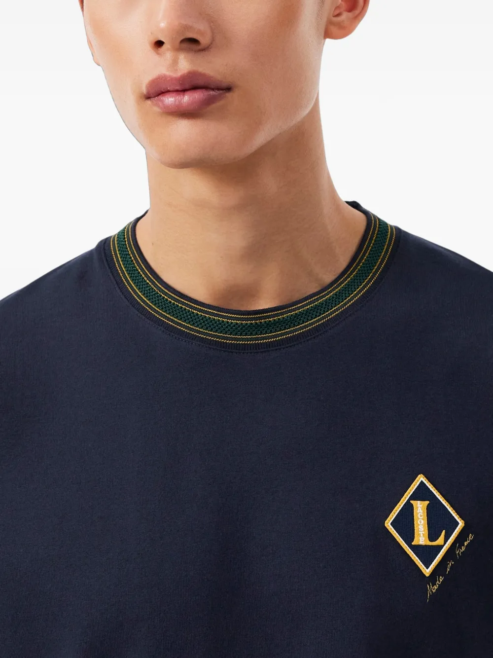 Lacoste T-shirt met contrasterende afwerking Blauw