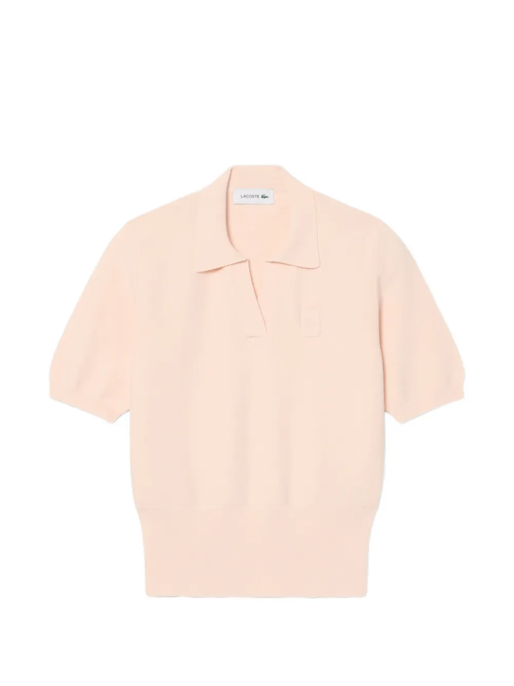 Lacoste regular fit open-neck badge accent knit polo shirt - Rosa