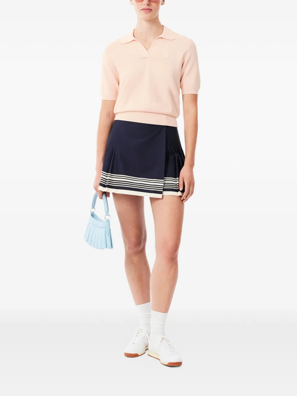 Lacoste regular fit open-neck badge accent knit polo shirt Roze