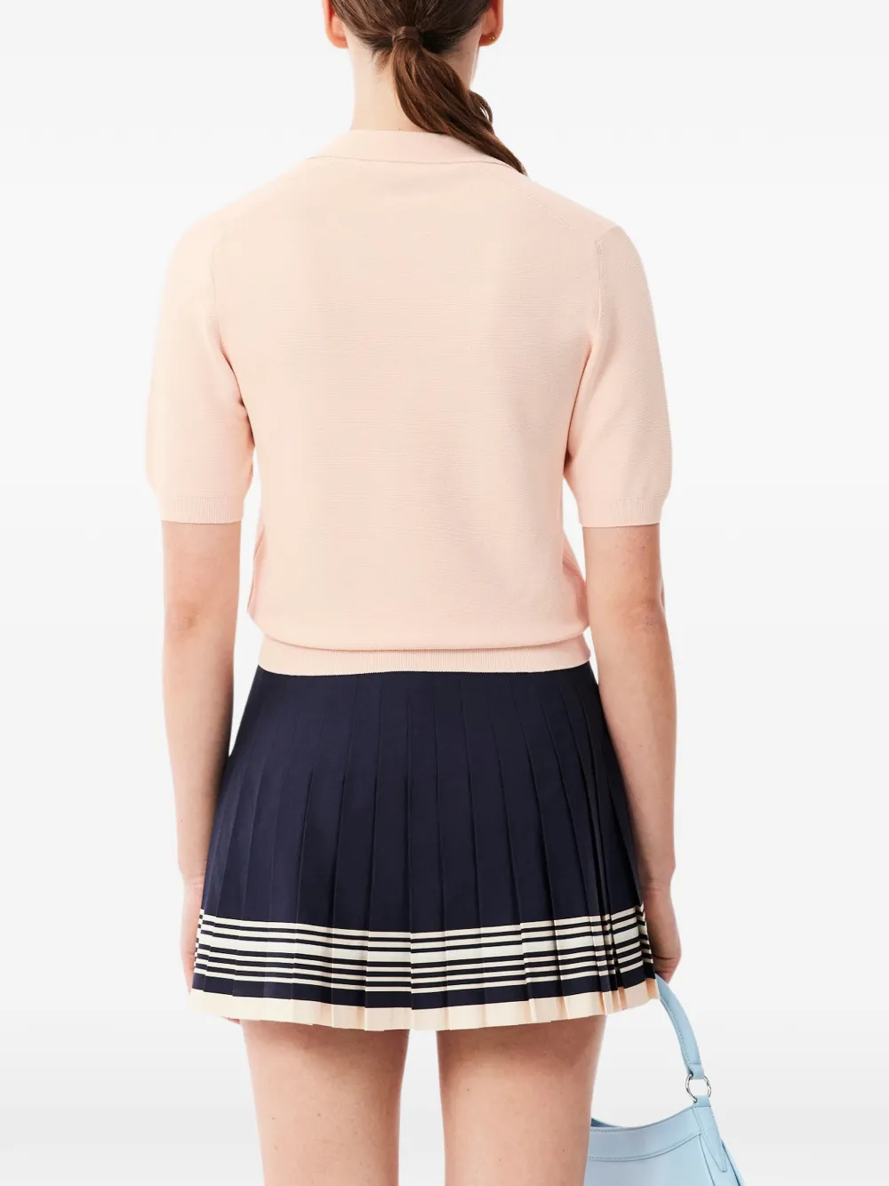 Lacoste regular fit open-neck badge accent knit polo shirt Roze