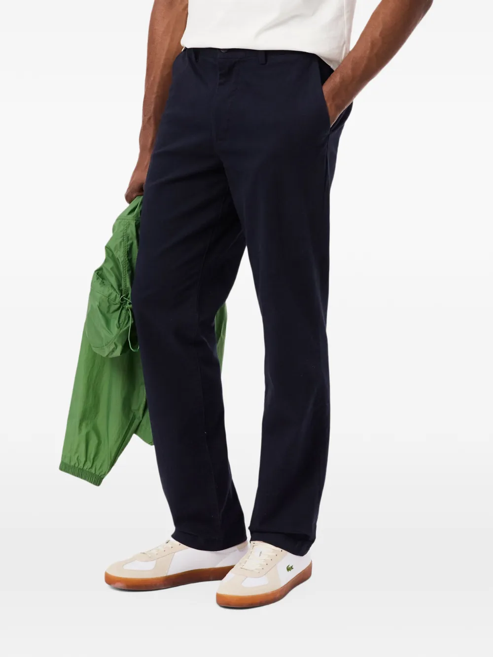 Lacoste regular fit cotton chino trousers Blauw