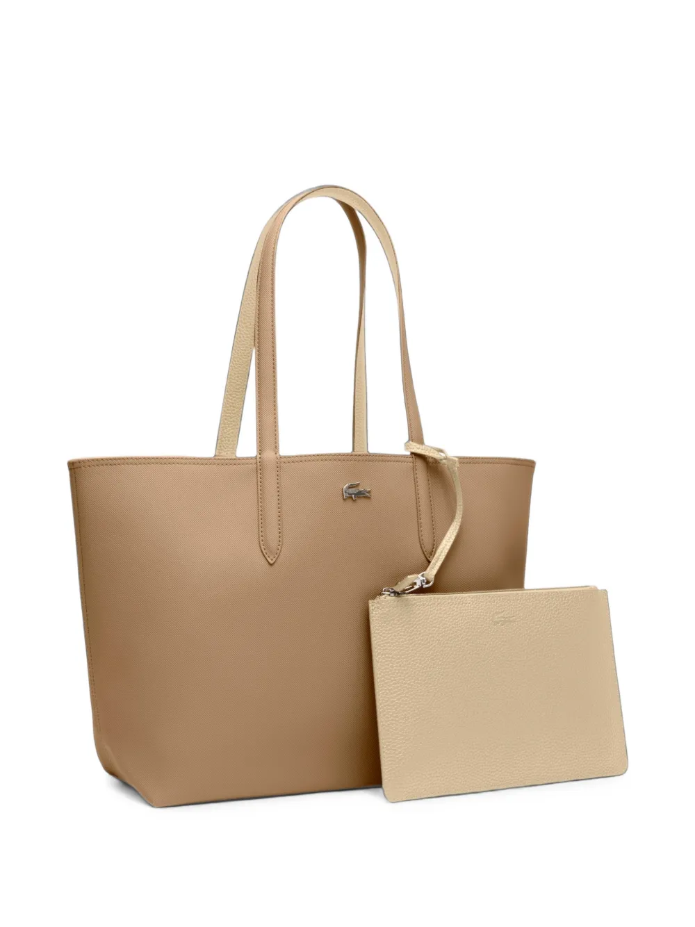 Lacoste Anna shopper met logoplakkaat en buidel-detail Beige