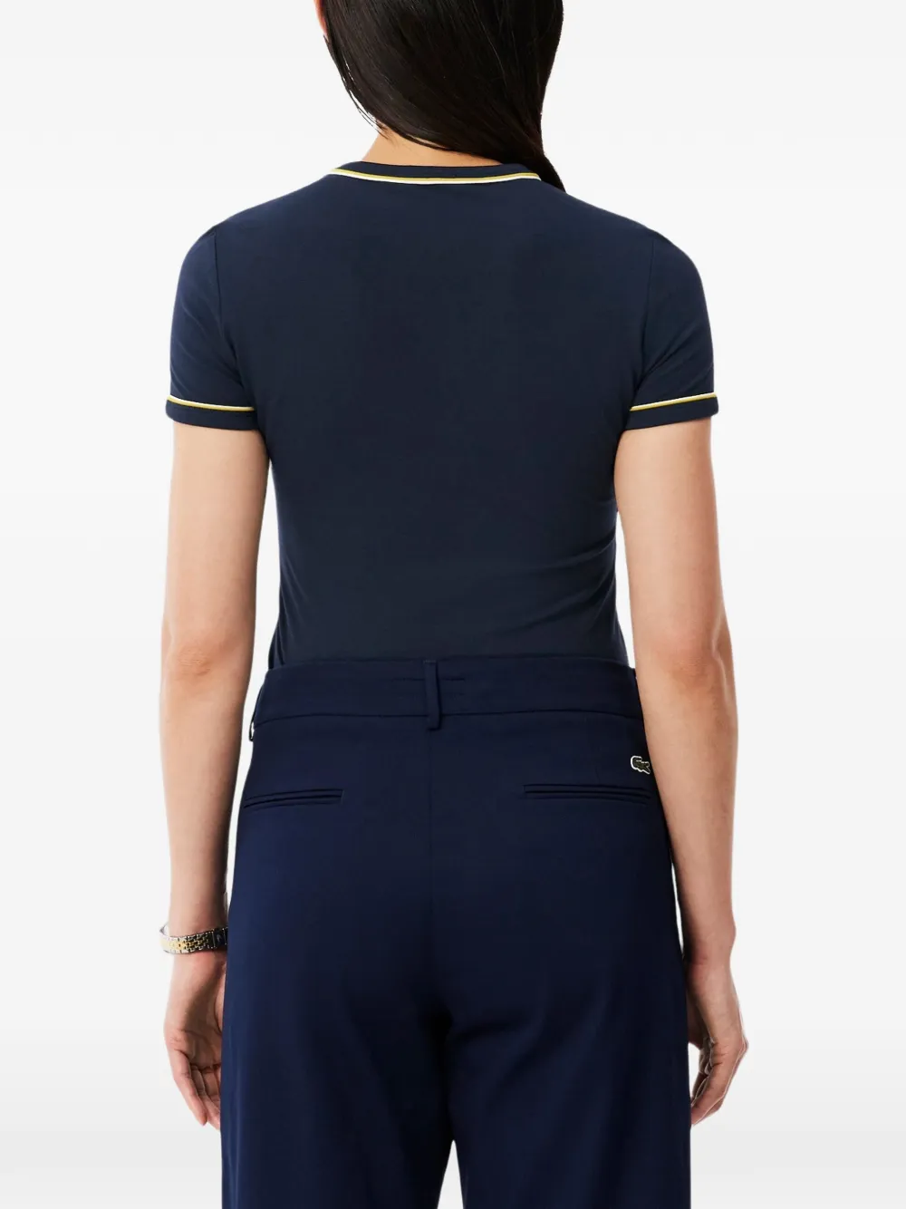 Lacoste contrast-trim jersey T-shirt Blauw