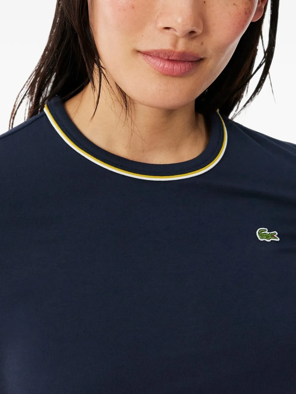 Lacoste contrast-trim jersey T-shirt Blauw