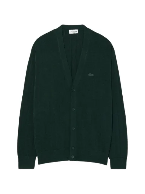 Lacoste ribbed-knit V-neck cardigan